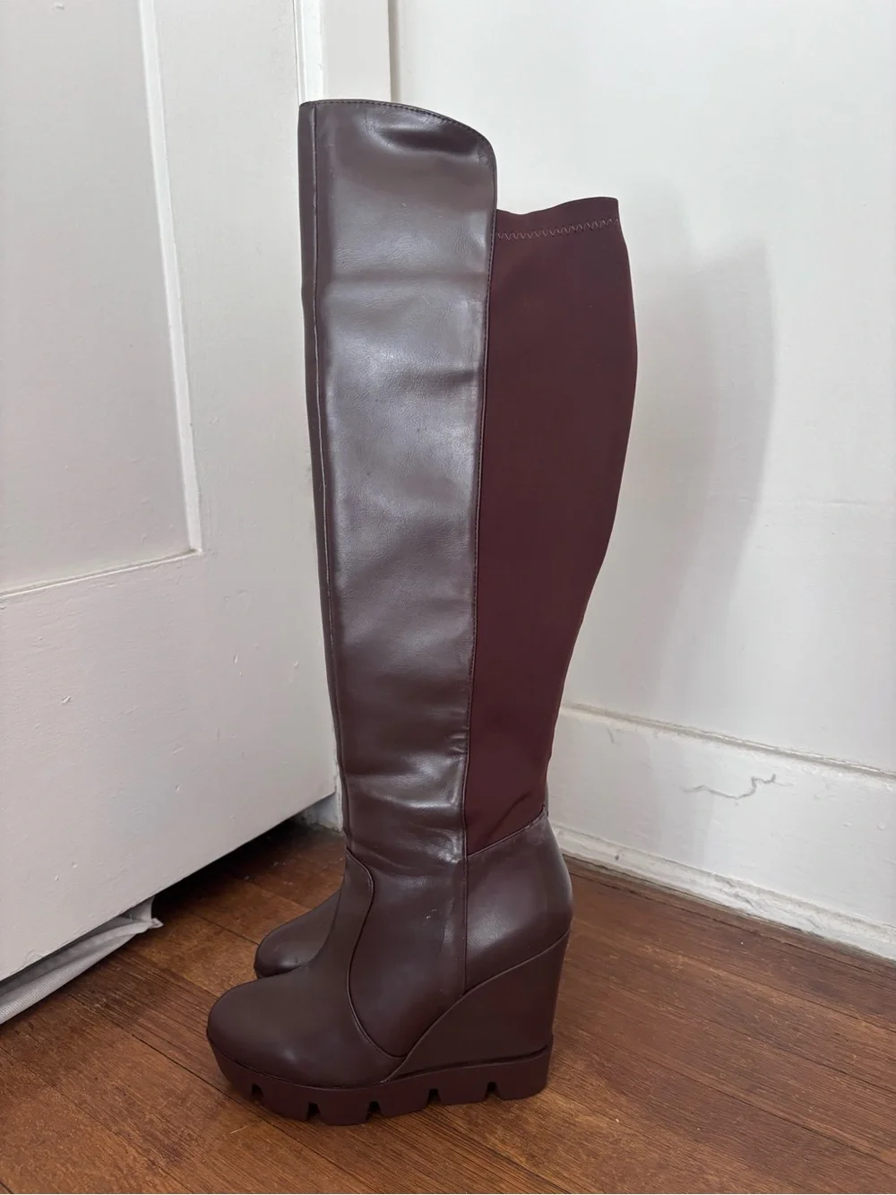 BCBGMaxAzria Dark Brown Knee High Wedge Boots